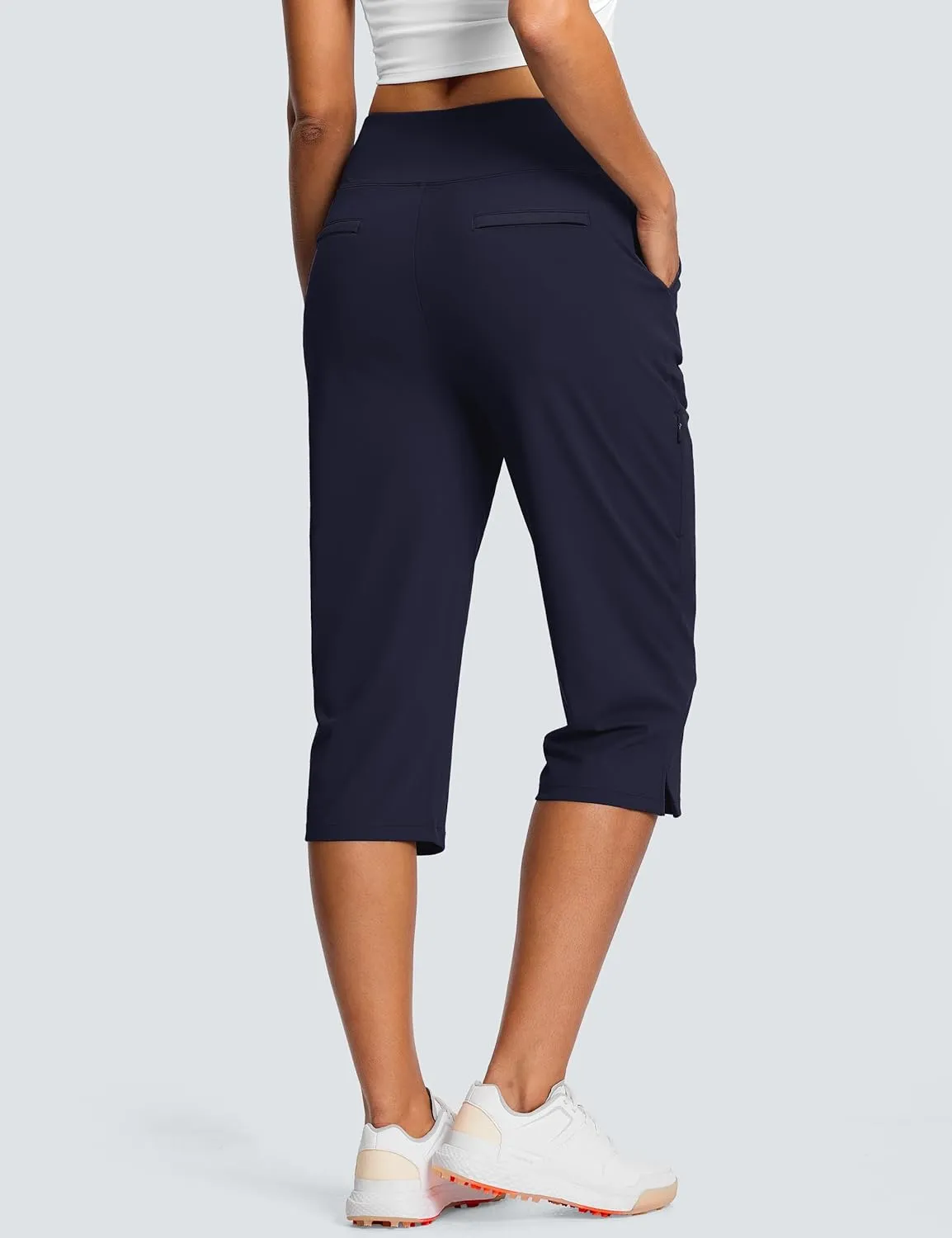 18" Dressy Capri Pants for Women High Waist Stretch Womens Golf Capris Pants for Summer with Pockets Work Casual