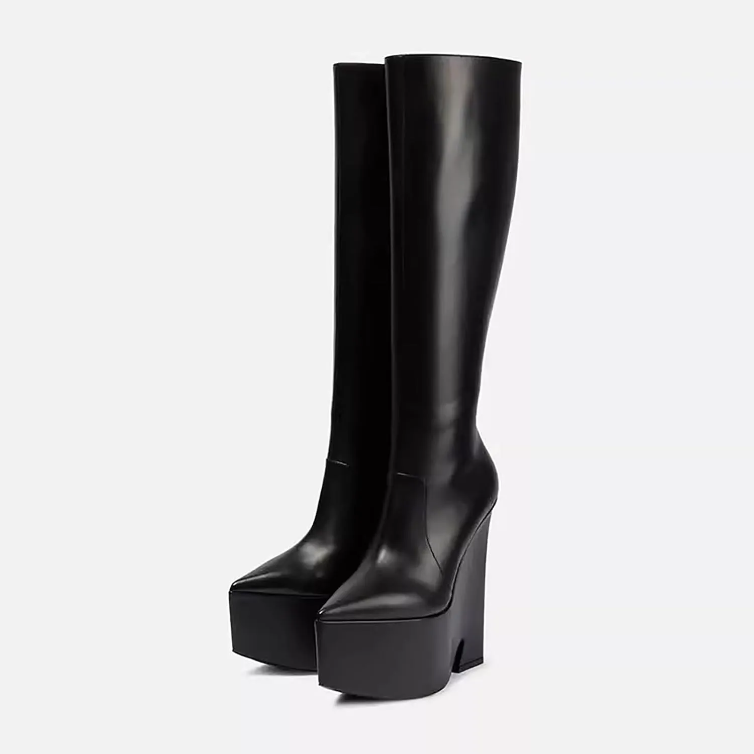 2024 black wedge boots for women Pointed Toe Purple knee high boot Platform High heels Side zipper Boots Sexy Booties for Women boots dressy boots womens botas