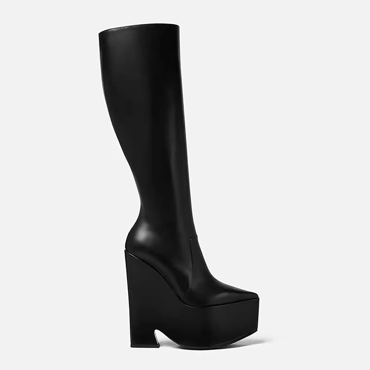 2024 black wedge boots for women Pointed Toe Purple knee high boot Platform High heels Side zipper Boots Sexy Booties for Women boots dressy boots womens botas