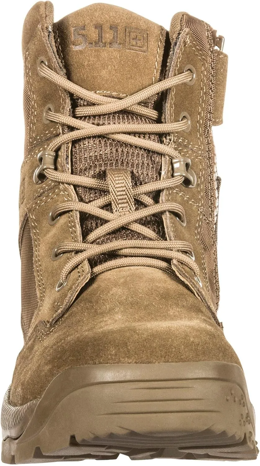5.11 Tactical Men's 6-Inch Boots, ATAC 2.0 Side-Zip, Brown Hiking Work Boots, Dark Coyote, Style 12395ABR