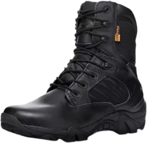 8 Inch Tactical Combat Boots for Men and Women, Side Zipper Military Work Boots, Non-Slip, Ankle Support, Durable for Hiking, Motorcycle, Construction and Outdoor Shoes