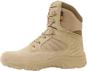 8 Inch Tactical Combat Boots for Men and Women, Side Zipper Military Work Boots, Non-Slip, Ankle Support, Durable for Hiking, Motorcycle, Construction and Outdoor Shoes