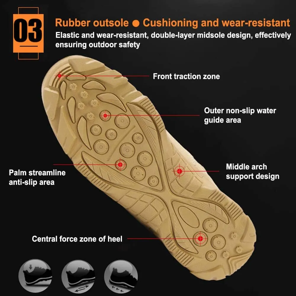 8 Inch Tactical Combat Boots for Men and Women, Side Zipper Military Work Boots, Non-Slip, Ankle Support, Durable for Hiking, Motorcycle, Construction and Outdoor Shoes