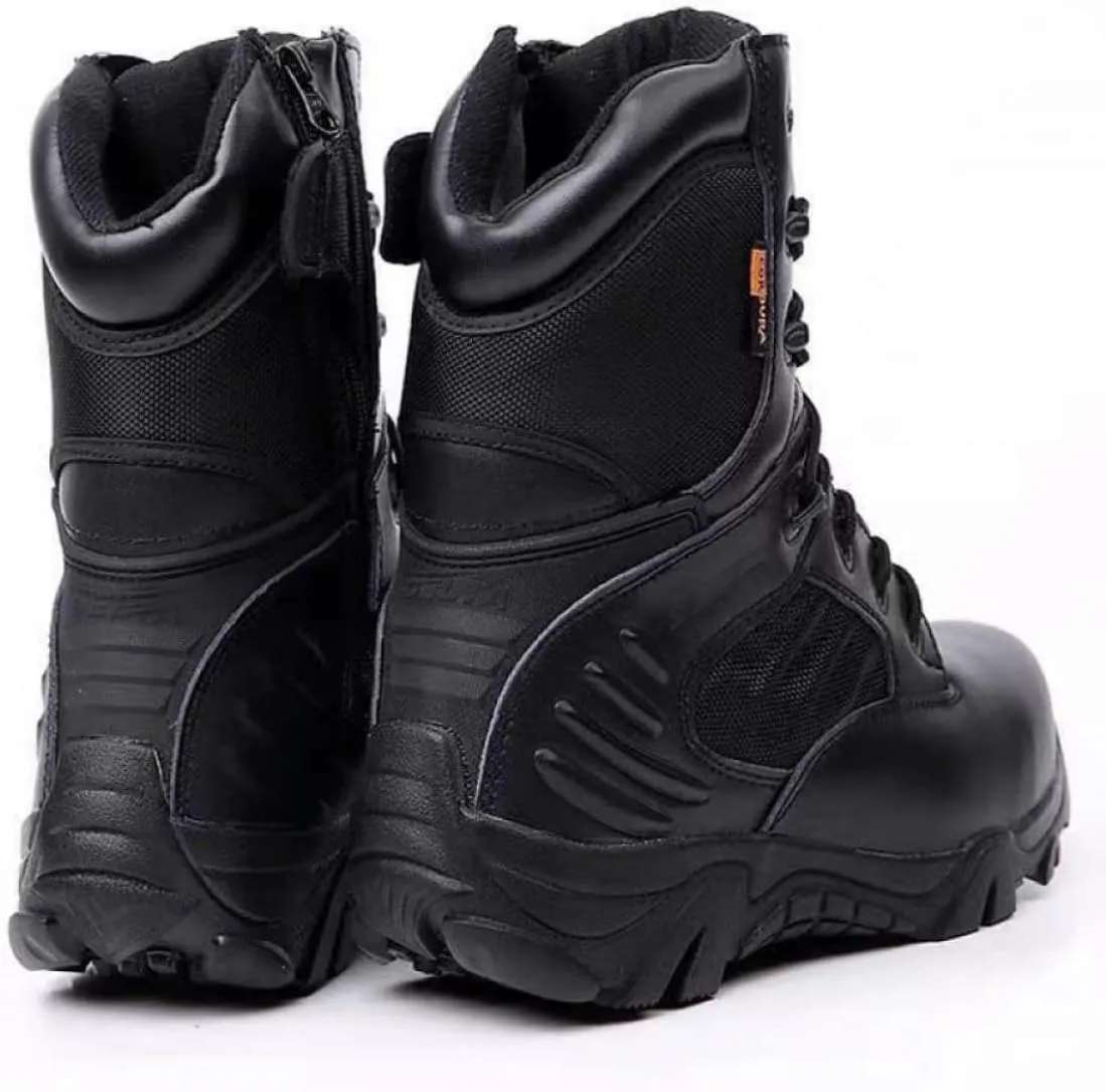 8 Inch Tactical Combat Boots for Men and Women, Side Zipper Military Work Boots, Non-Slip, Ankle Support, Durable for Hiking, Motorcycle, Construction and Outdoor Shoes