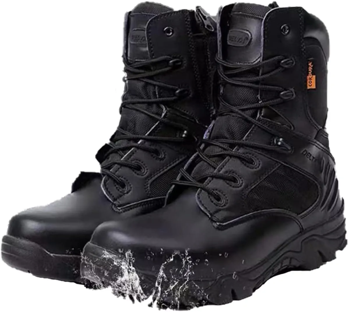 8 Inch Tactical Combat Boots for Men and Women, Side Zipper Military Work Boots, Non-Slip, Ankle Support, Durable for Hiking, Motorcycle, Construction and Outdoor Shoes