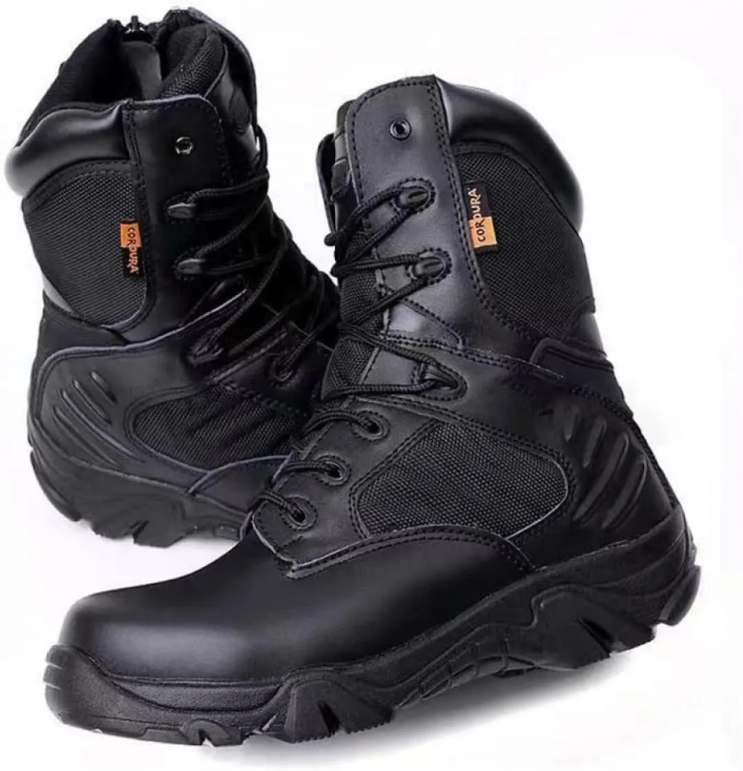 8 Inch Tactical Combat Boots for Men and Women, Side Zipper Military Work Boots, Non-Slip, Ankle Support, Durable for Hiking, Motorcycle, Construction and Outdoor Shoes