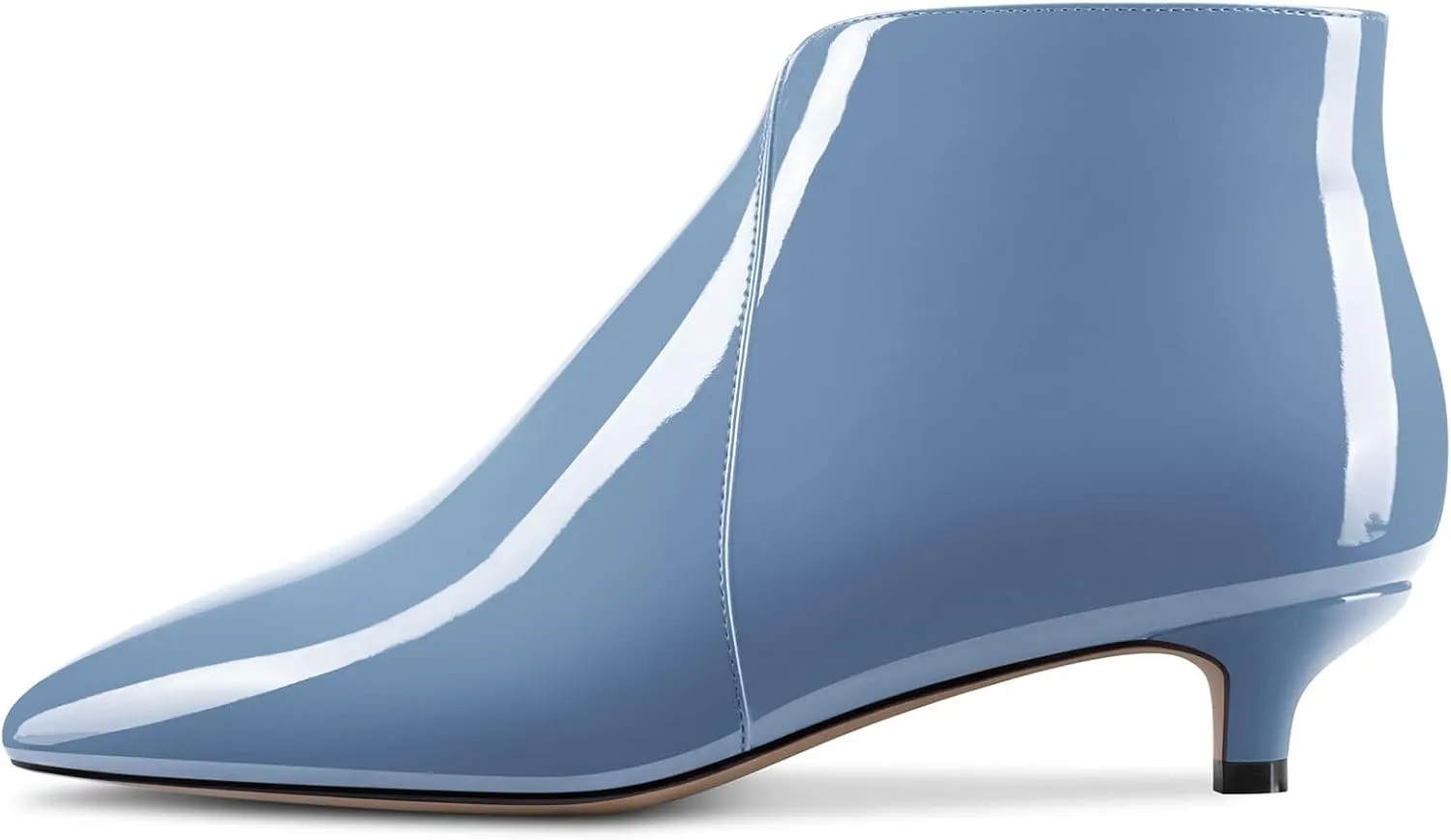 Aachcol Women Ankle Boots Short Bootie Pointed Toe Low Kitten Heel Patent Zipper Dress Shoes 1.5 Inch