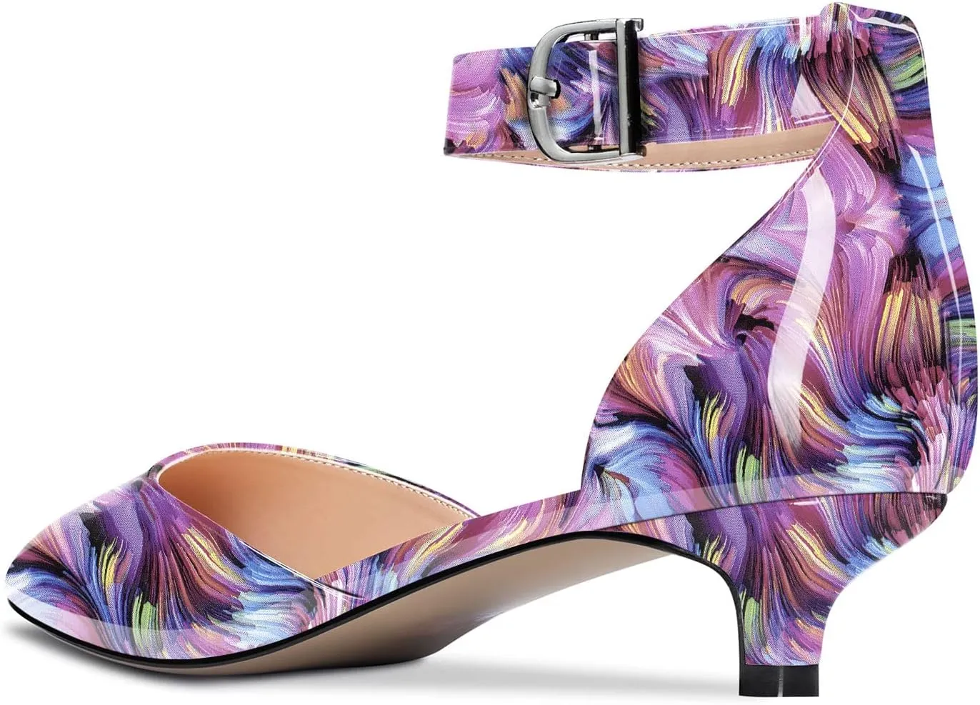Aachcol Women Kitten Low Heel Ankle Strap Pumps Pointed Toe Sandals Dress Shoes Party Office Wedding 1.5 Inch