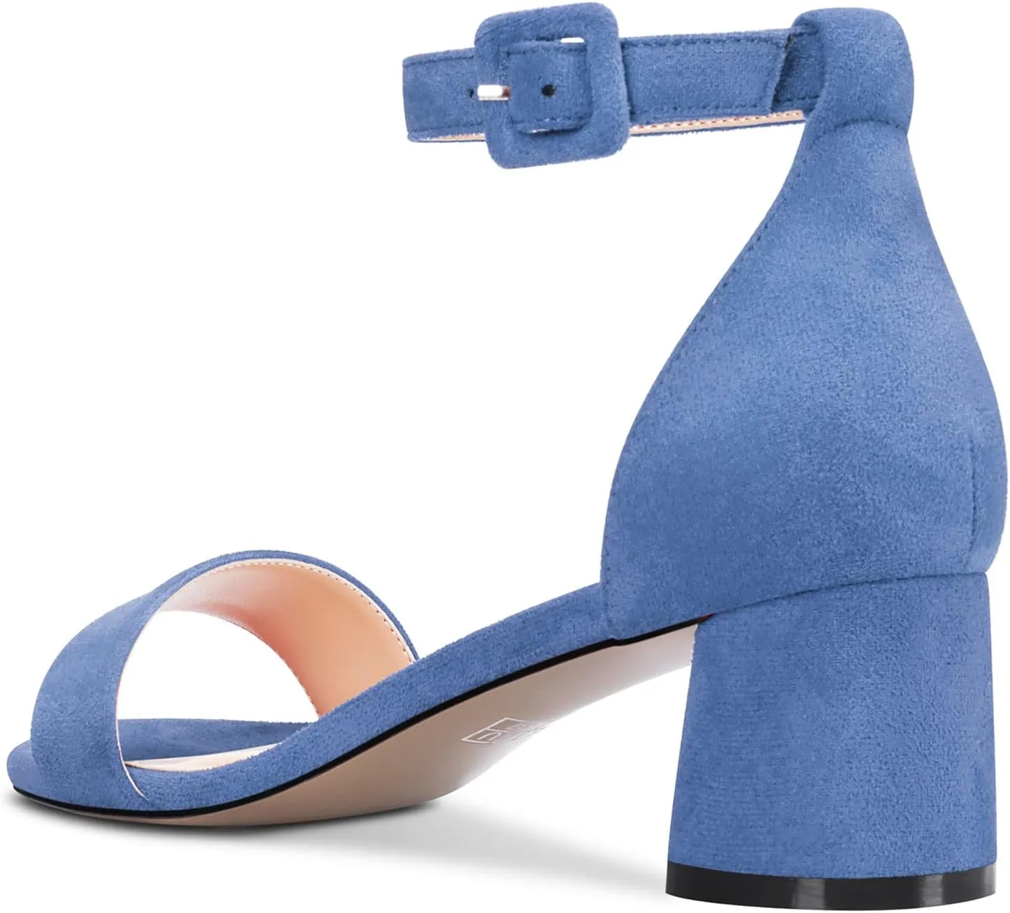 Aachcol Women Sandals Round Peep Open Toe Ankle Strap Chunky Block Mid Low Heel Dress Shoes Suede Wedding Shopping 2 Inch