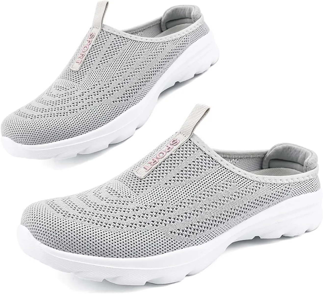 Aceptolcom Women Mules Shoes Slip On Open Back Mesh Walking Shoes Sneakers Comfortable Arch Support Lightweight