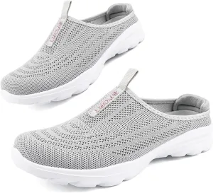 Aceptolcom Women Mules Shoes Slip On Open Back Mesh Walking Shoes Sneakers Comfortable Arch Support Lightweight