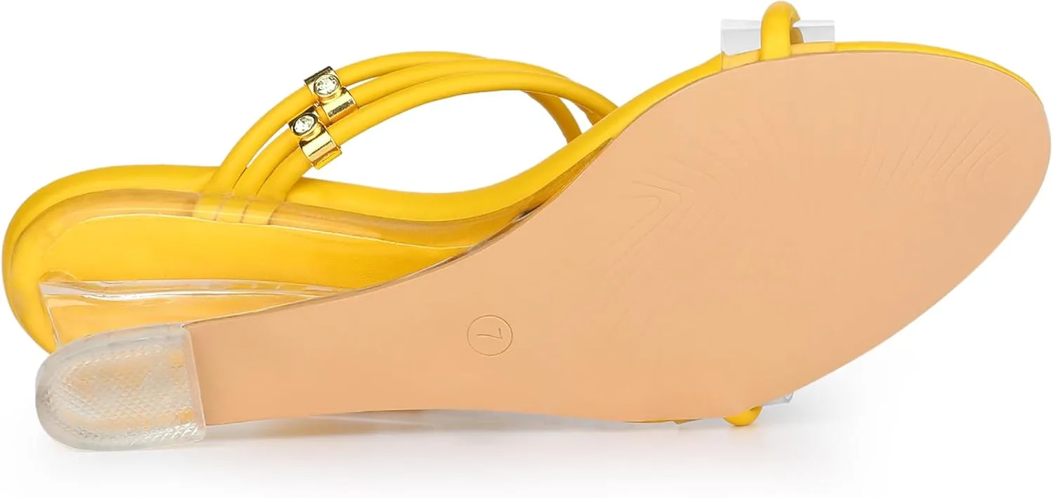 Allegra K Women's Low Wedges Clear Heel Sandals