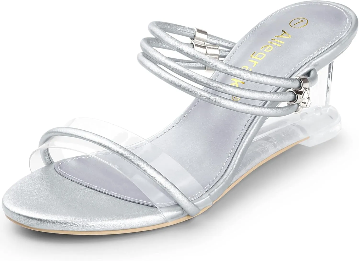 Allegra K Women's Low Wedges Clear Heel Sandals