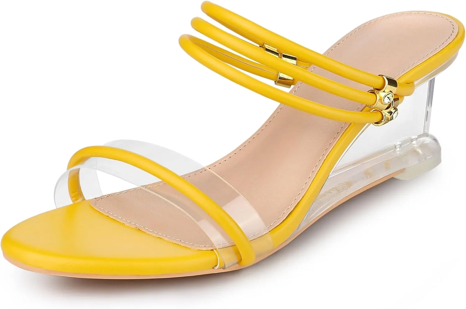 Allegra K Women's Low Wedges Clear Heel Sandals