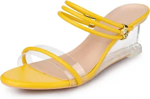 Allegra K Women's Low Wedges Clear Heel Sandals