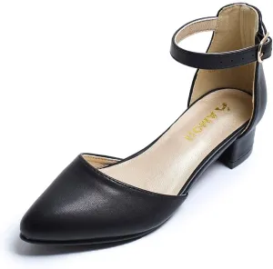 Amoji Girls High Heels Kid Ankle Strap Dress Shoes Wedding Party for Little Kid Big Kid 412