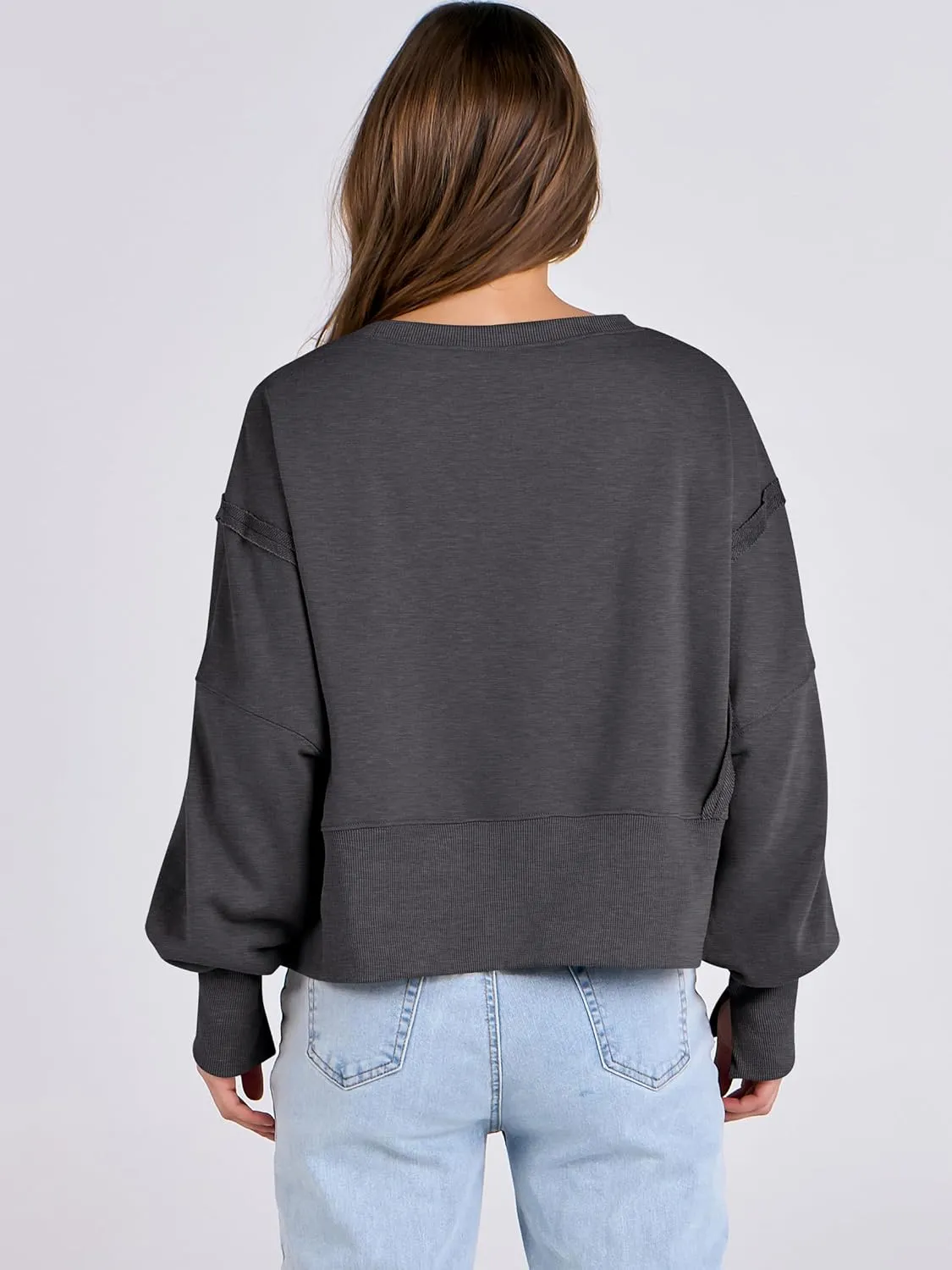 ANRABESS Womens Cropped Sweatshirts Oversized Crewneck Long Sleeve Tops 2025 Fall Winter Loose Pullover Teen Girls Clothes