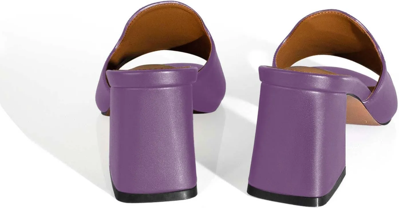 anteikira Women's Square Open Toe Buckle Sandals Slip On High Chunky Block Heel Mules Backless High Heeled Sandals for Women Fashion Summer Heels
