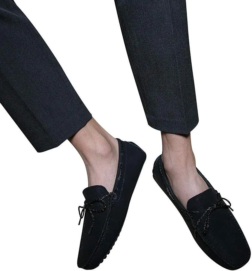 ANUFER Mens Faux Leather Stylish Moccasin Slippers Penny Loafers