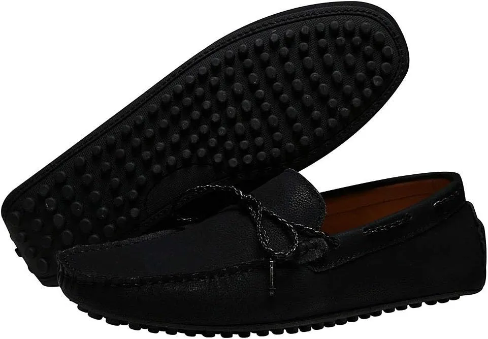 ANUFER Mens Faux Leather Stylish Moccasin Slippers Penny Loafers