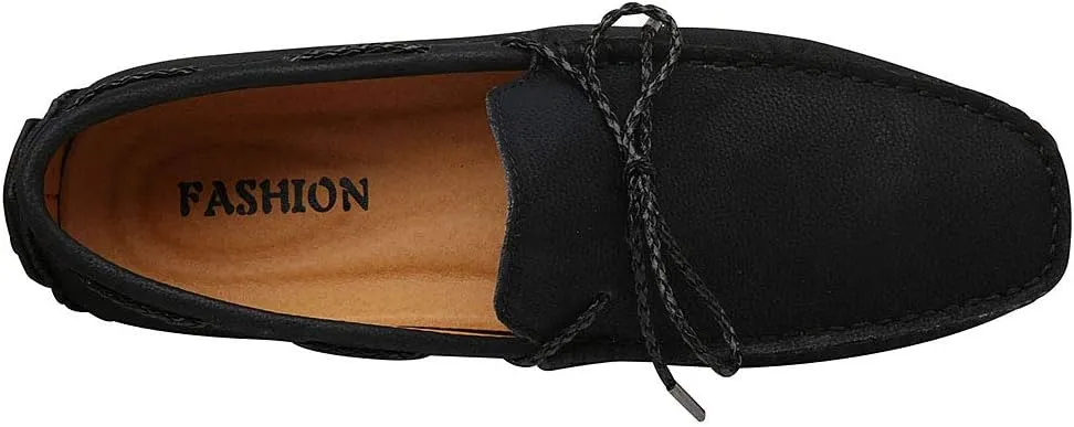 ANUFER Mens Faux Leather Stylish Moccasin Slippers Penny Loafers