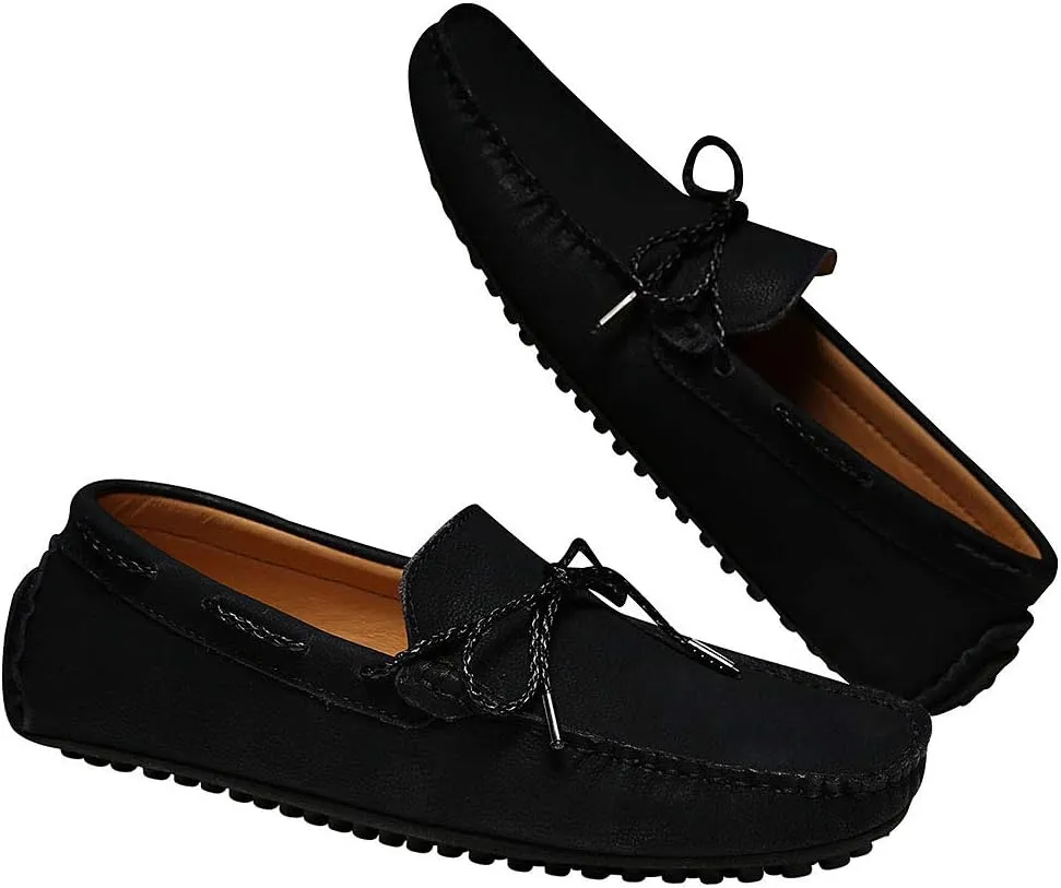 ANUFER Mens Faux Leather Stylish Moccasin Slippers Penny Loafers