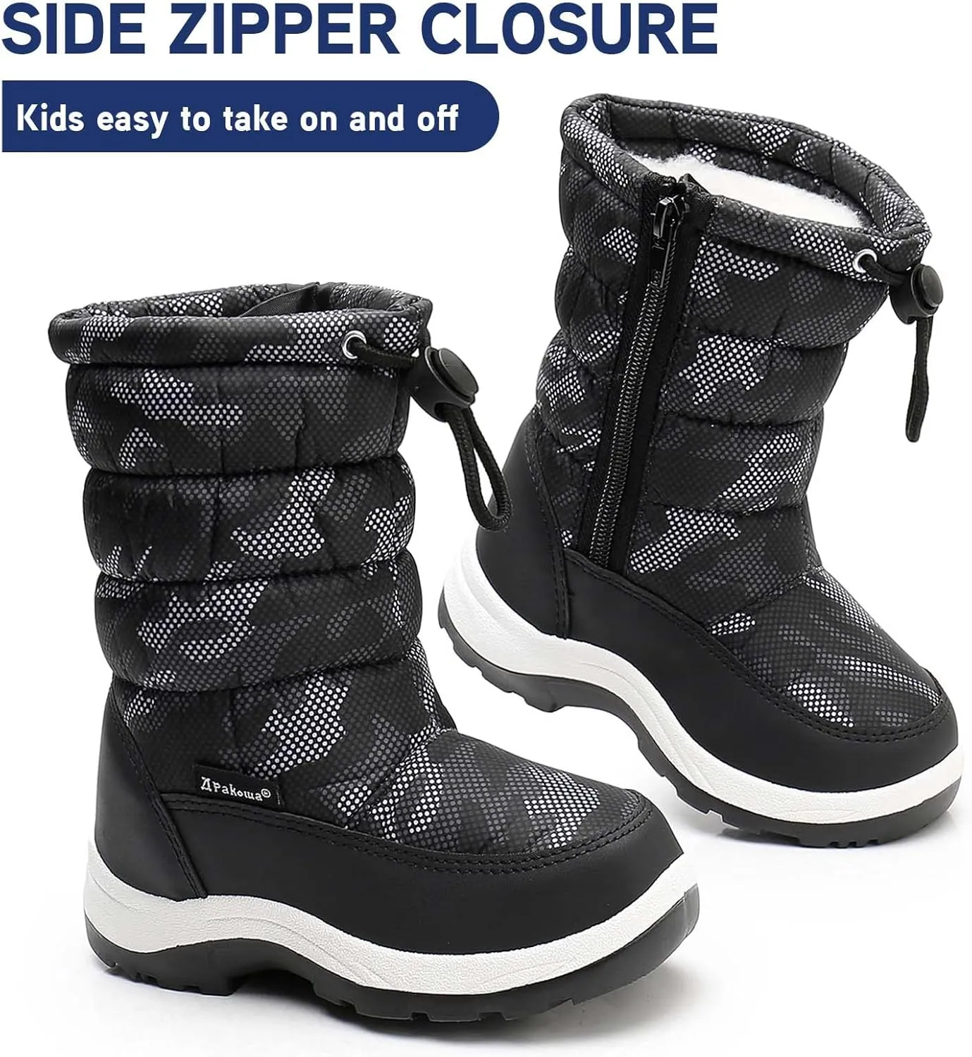 Apakowa Kids Boys Girls Cold Weather Water Resistant Winter Snow Boots (Toddler/Little Kid/Big Kid)