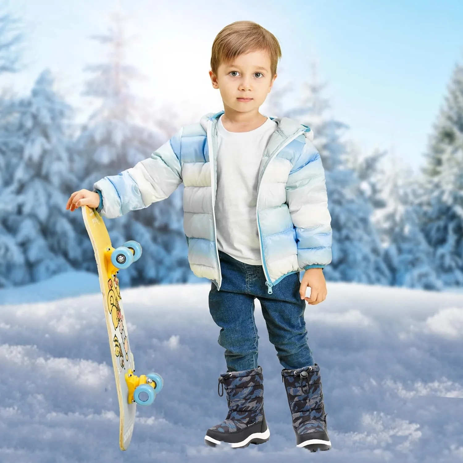 Apakowa Kids Boys Girls Cold Weather Water Resistant Winter Snow Boots (Toddler/Little Kid/Big Kid)