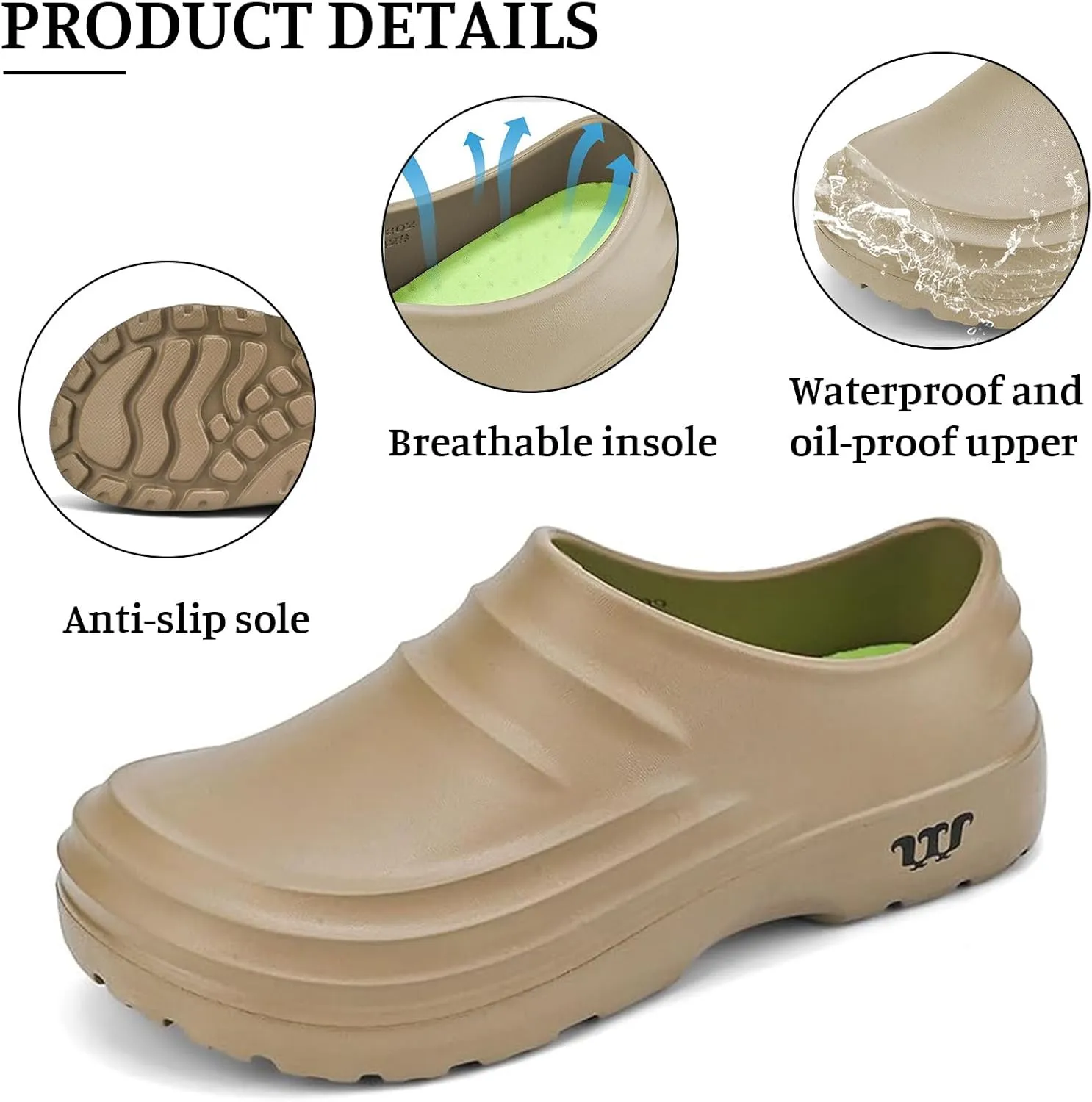 Armadillo Chef Shoes for Women Comfortable Slip On Kitchen Garden Nurse Shoes Solid Color Oil Resistant Work Clogs Lightweight Waterproof Chef Mules
