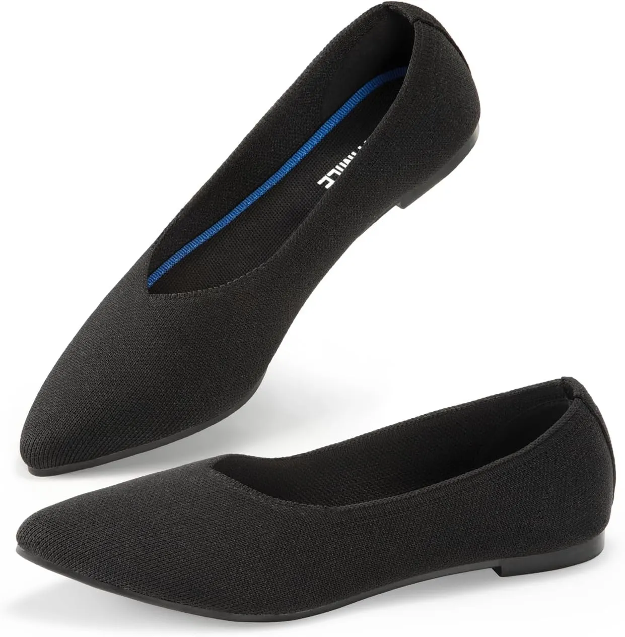 ATHMILE Pointed Toe Flats for Women Dressy Bronze Work Shoes Business Casul Knit Ballet Flats Slip on Office Ladies Comforttable Dress