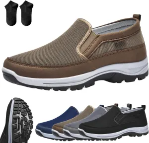 Auguscare Shoes Men,Men's Arch Support Slip On Canvas Loafers,Outdoor Casual Walking Boat Sneakers