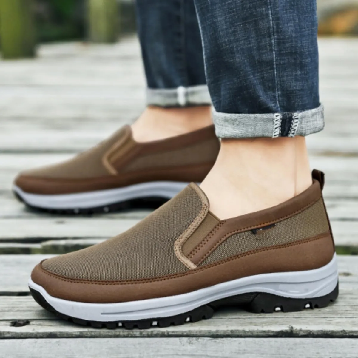 Auguscare Shoes Men,Men's Arch Support Slip On Canvas Loafers,Outdoor Casual Walking Boat Sneakers