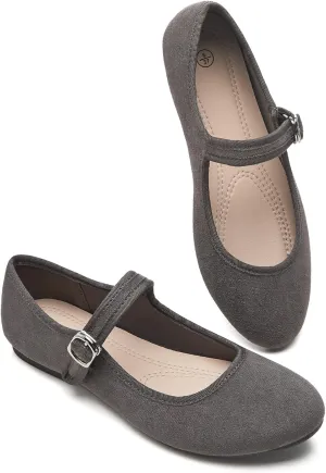 BABUDOG Womens Mary Jane Flats with Strap,Black Flats Shoes Dressy Comfortable,Ballet Flats for Women