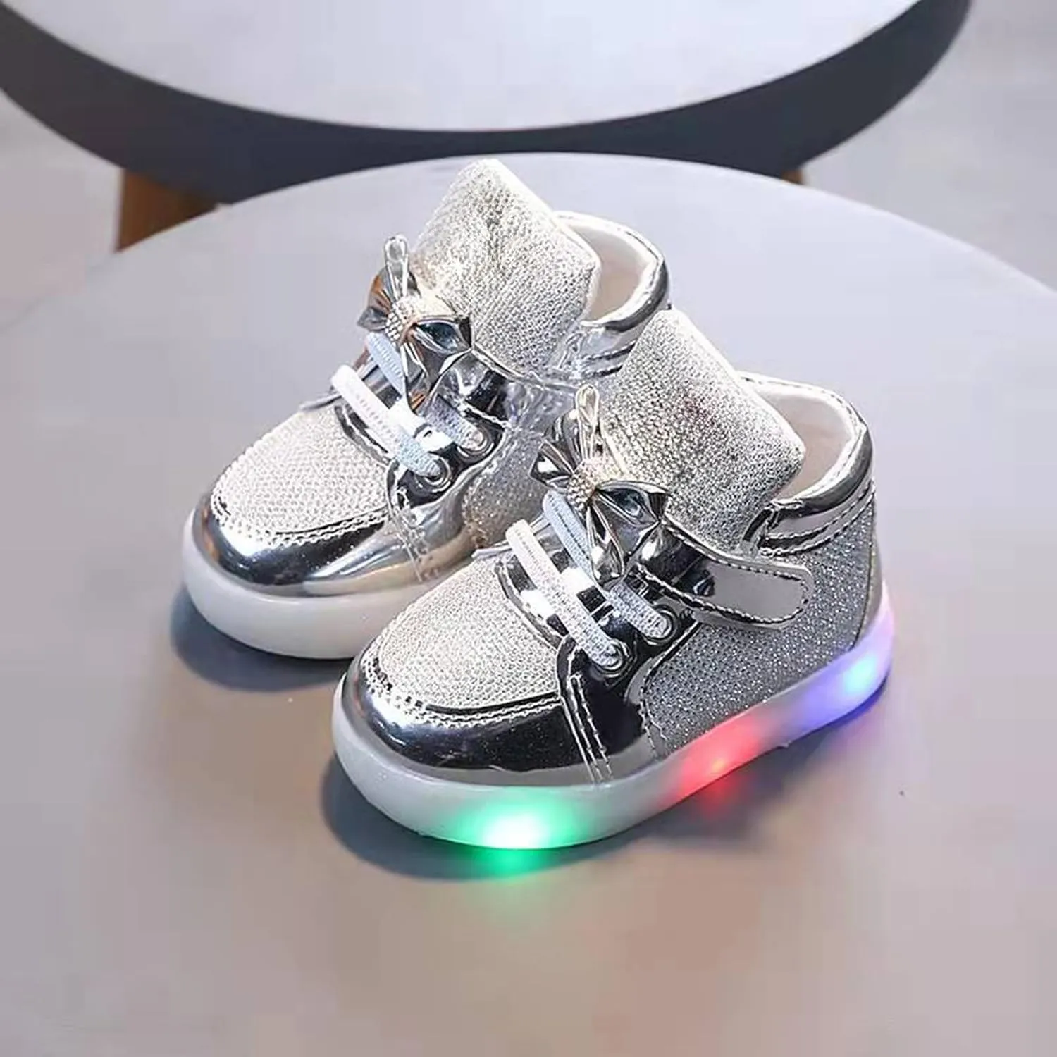 Baby Toddler Boys Girl Light Up Casual Shoes Kids C𝐚rtoon Lace Luminous Sport High Top Flashing Casual Sneakers