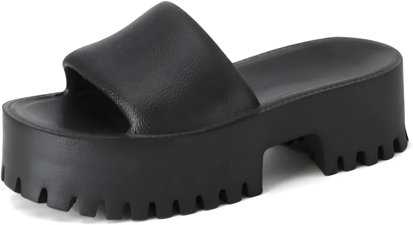 baobeijiadao Womens Backless Platform Sandals Slip On Thick Sole Waterproof Slippers Open Toe Summer Shoes for Women