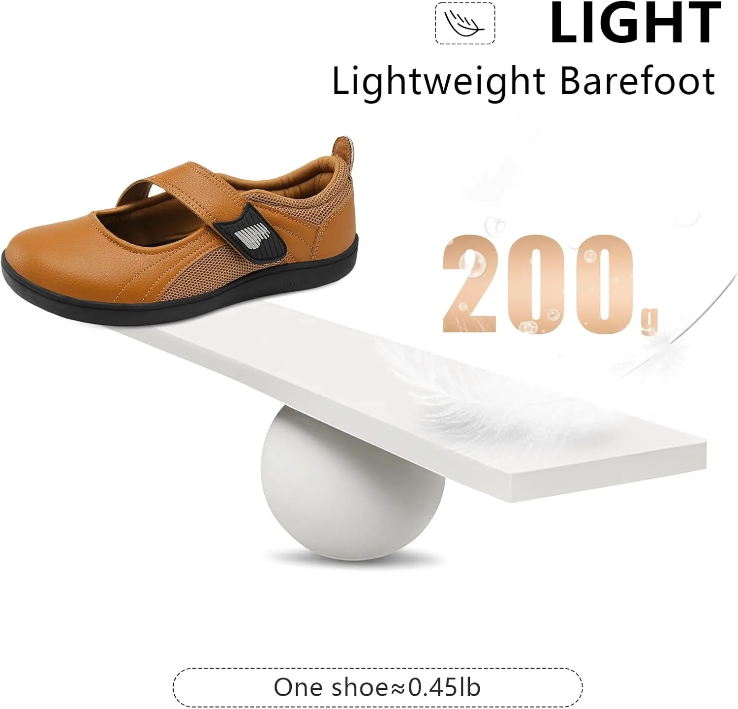 BARERUN Womens Walking Shoes Classic Mary Jane Flats Wide Toe Diabetic Shoes for Women Adjustable Breathable Lightweight Daily Barefoot Shoes
