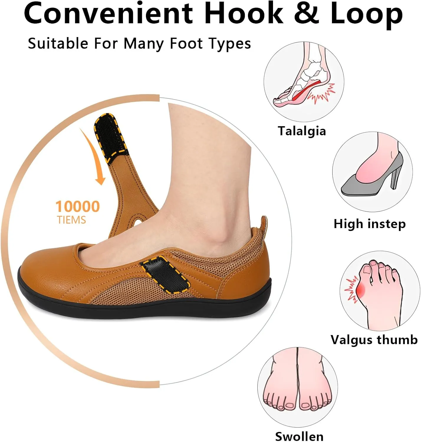 BARERUN Womens Walking Shoes Classic Mary Jane Flats Wide Toe Diabetic Shoes for Women Adjustable Breathable Lightweight Daily Barefoot Shoes