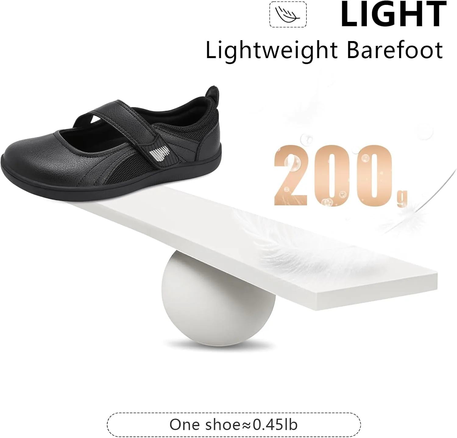 BARERUN Womens Walking Shoes Classic Mary Jane Flats Wide Toe Diabetic Shoes for Women Adjustable Breathable Lightweight Daily Barefoot Shoes
