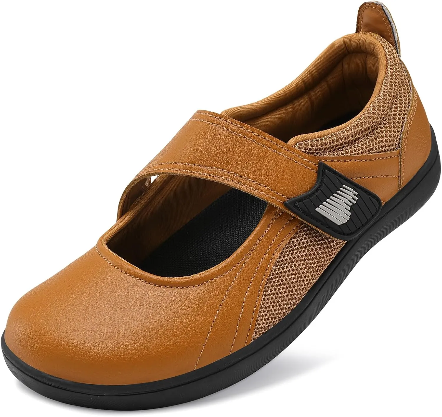 BARERUN Womens Walking Shoes Classic Mary Jane Flats Wide Toe Diabetic Shoes for Women Adjustable Breathable Lightweight Daily Barefoot Shoes