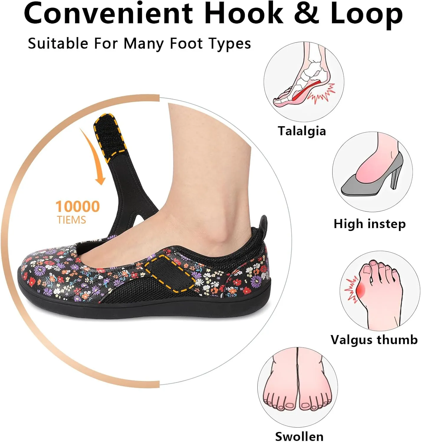 BARERUN Womens Walking Shoes Classic Mary Jane Flats Wide Toe Diabetic Shoes for Women Adjustable Breathable Lightweight Daily Barefoot Shoes
