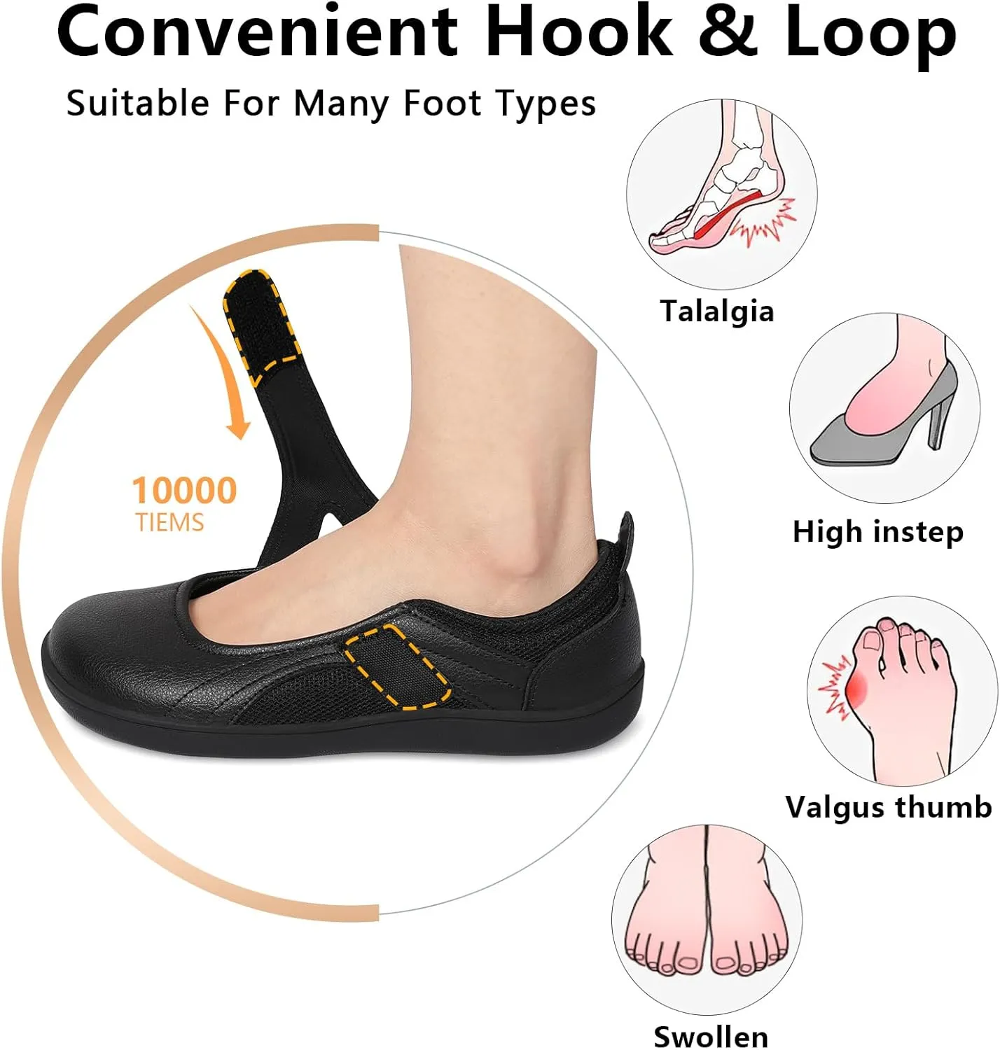 BARERUN Womens Walking Shoes Classic Mary Jane Flats Wide Toe Diabetic Shoes for Women Adjustable Breathable Lightweight Daily Barefoot Shoes