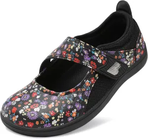 BARERUN Womens Walking Shoes Classic Mary Jane Flats Wide Toe Diabetic Shoes for Women Adjustable Breathable Lightweight Daily Barefoot Shoes