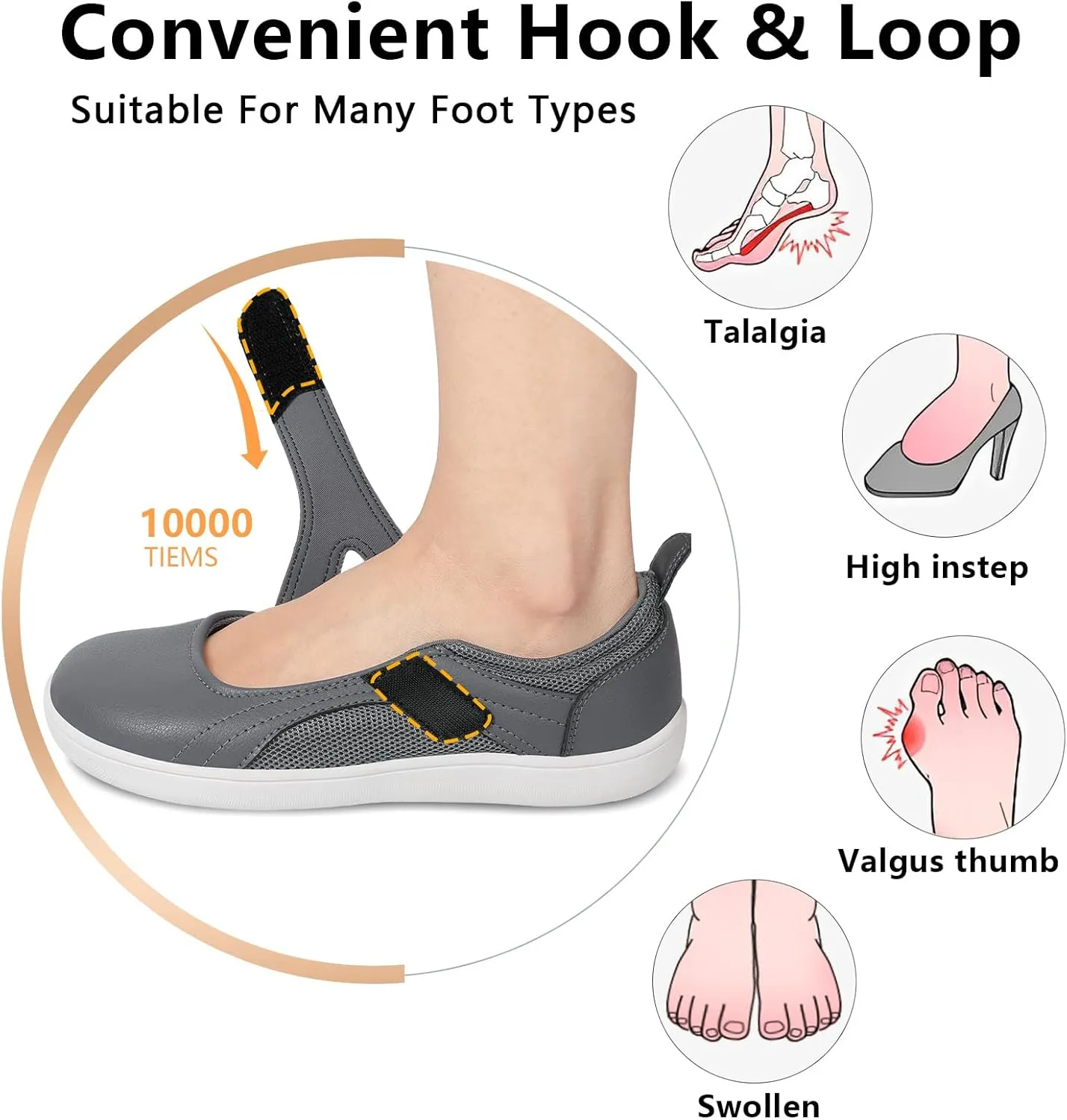 BARERUN Womens Walking Shoes Classic Mary Jane Flats Wide Toe Diabetic Shoes for Women Adjustable Breathable Lightweight Daily Barefoot Shoes