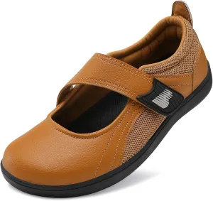 BARERUN Womens Walking Shoes Classic Mary Jane Flats Wide Toe Diabetic Shoes for Women Adjustable Breathable Lightweight Daily Barefoot Shoes