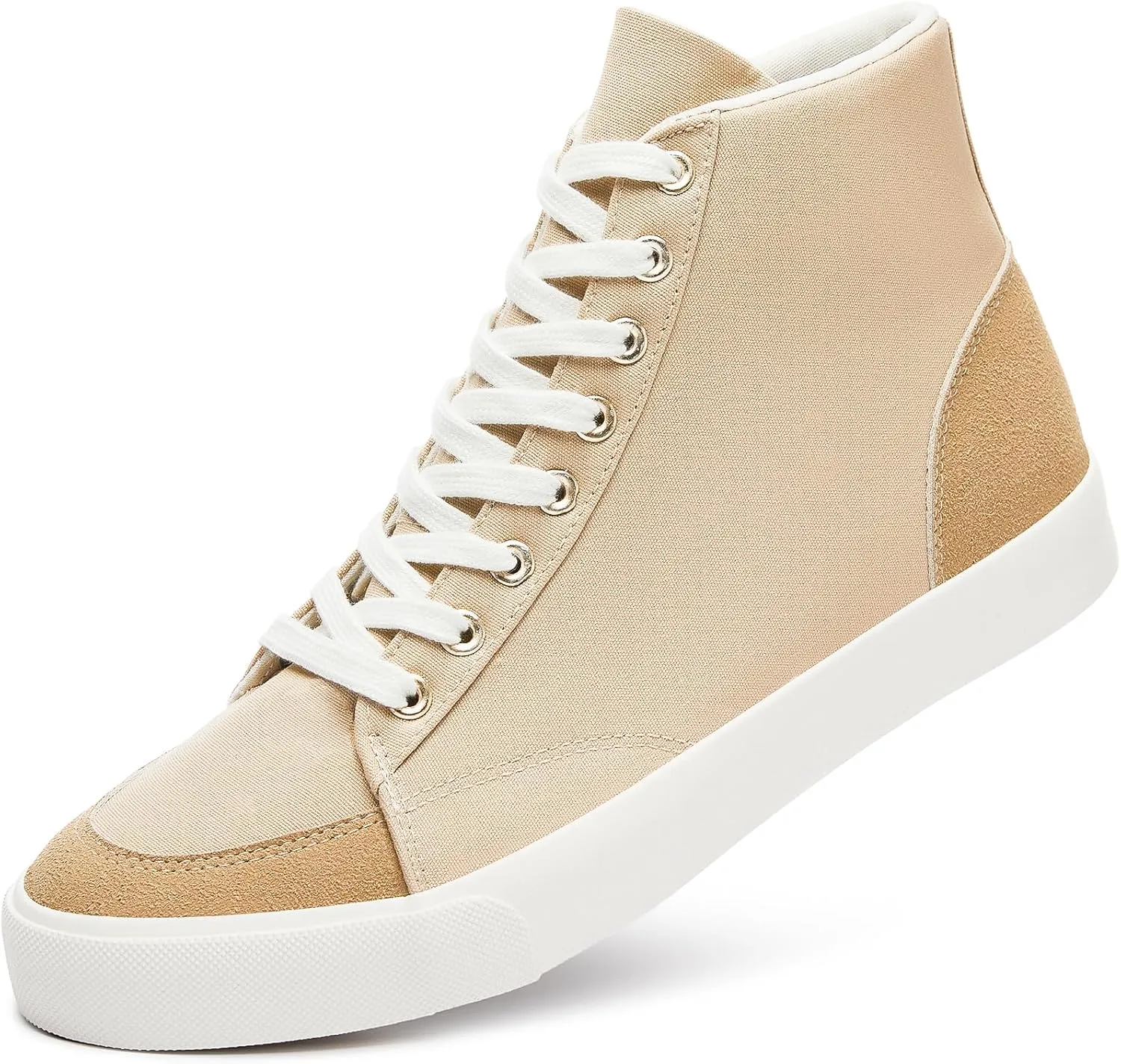BENPAO Men's White High Top Sneakers Black Canvas Casual Shoes for Men Comfortable Fashion Sneakers Lace up Tennis Shoes