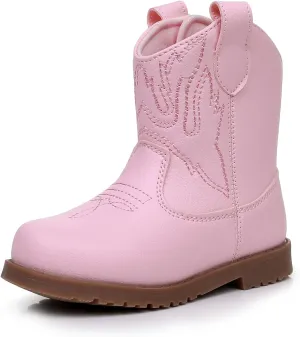 Blikcon Toddler Cowboy Boots for Boys Girls Baby Infant Cowgirl Boots Round Toe All Seasons 6-36 Months (Infant/Toddler)