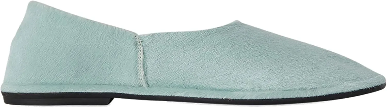 Blue Suede Ballet Flats for Women Cute Round Toe Slip On Mary Jane Flats Casual Comfortable Ballerina Shoes