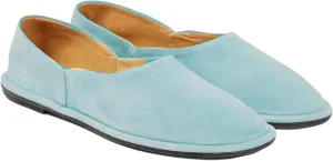 Blue Suede Ballet Flats for Women Cute Round Toe Slip On Mary Jane Flats Casual Comfortable Ballerina Shoes