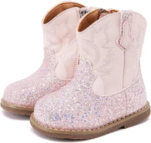 BMCiTYBM Baby Cowboy Cowgirl Boots Infant Western Shoes Boys Girls Round Toe Boots All Seasons 6-24 Months