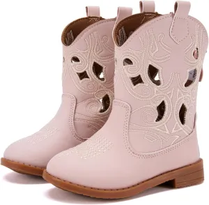 BMCiTYBM Toddler Girls Cowboy Cowgirl Boots Little Kids Pointed Toe Western Boots Mid Calf Side Zipper Riding Shoes for All Seasons (Toddler/Little Kid)